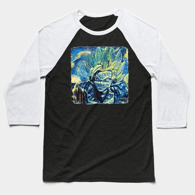 Goku Van Gogh Style Baseball T-Shirt by todos